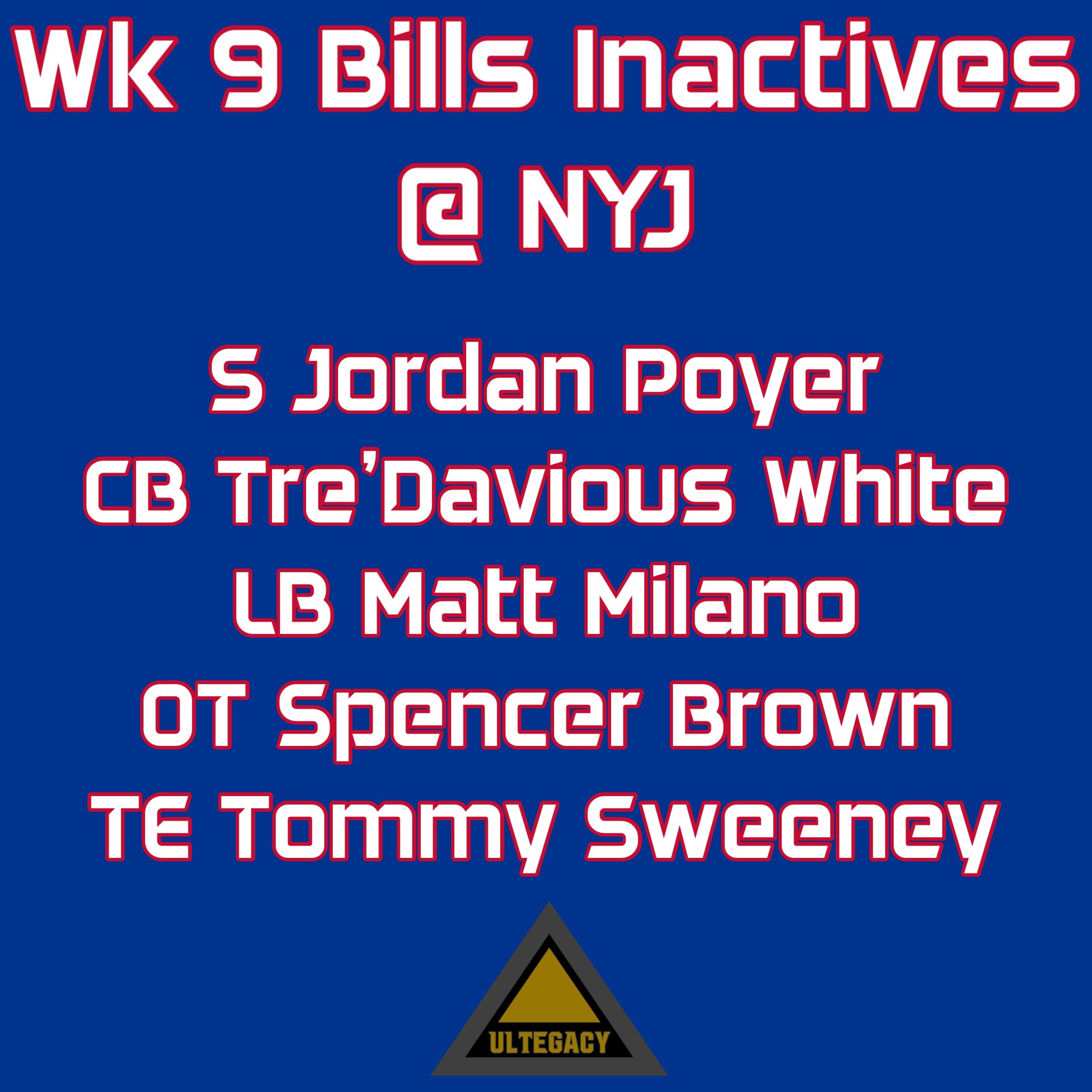 Week 9 Bills Inactives